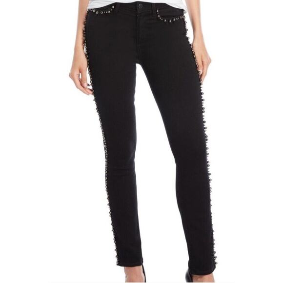 New Revolve Paige Noir Rox Embellished Hoxton Black Ankle Peg Skinny Jeans - Picture 8 of 8